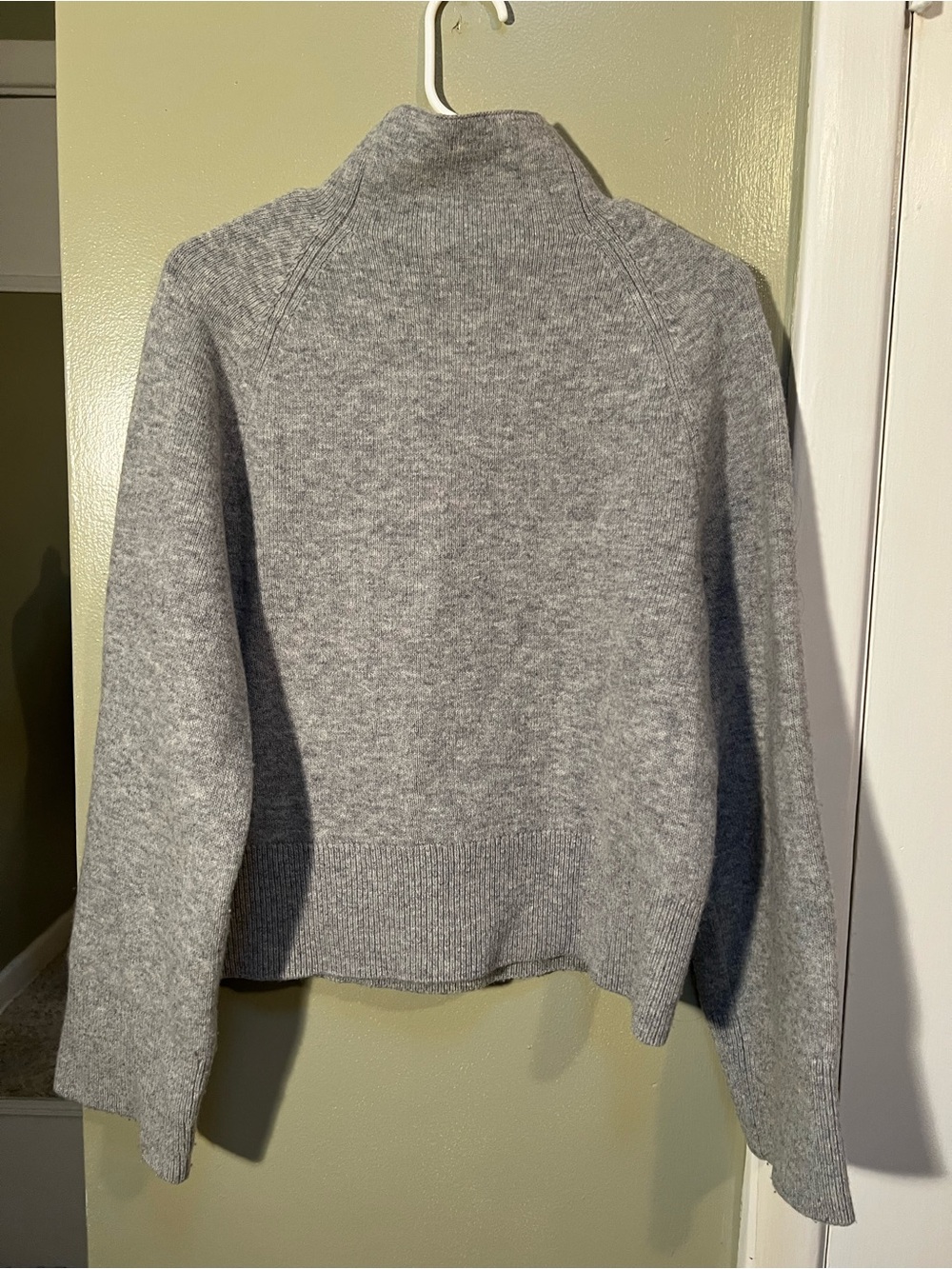 H&M Women’s Sz Small Gray Melange Wool-Blend Mock-Turtleneck Sweater Wide Sleeve - Picture 7 of 11